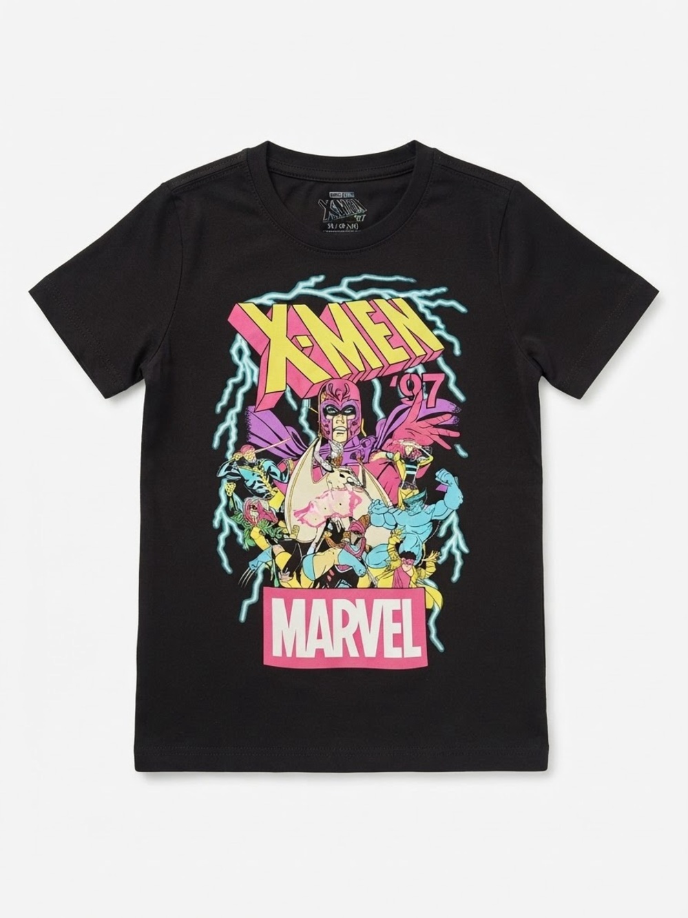 Marvel Black X-Men Graphic Tee with Neon Print